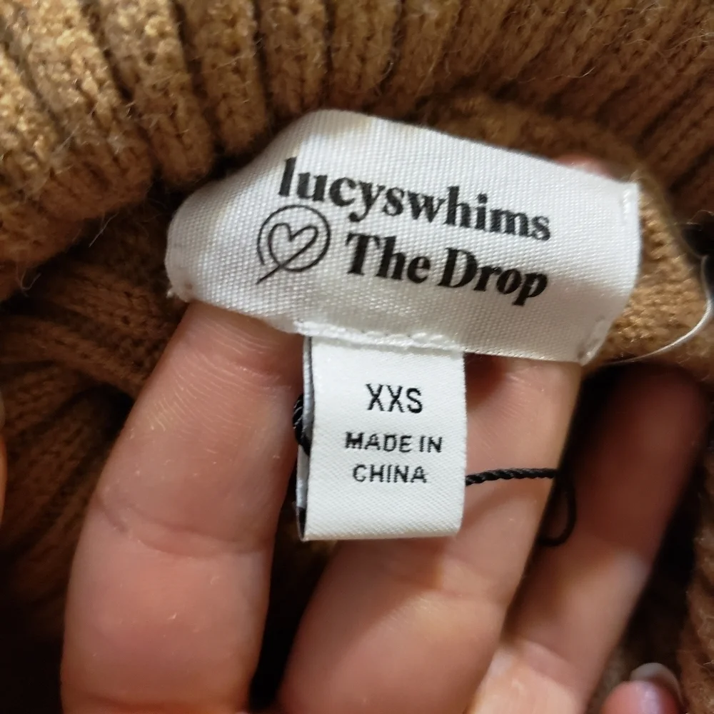 The Drop Lucyswhim Size XXS Elegant Tan Turtleneck Sweater